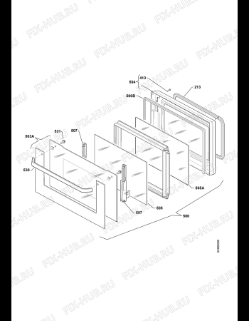 Взрыв-схема плиты (духовки) Aeg Electrolux KB9820E-A - Схема узла Door